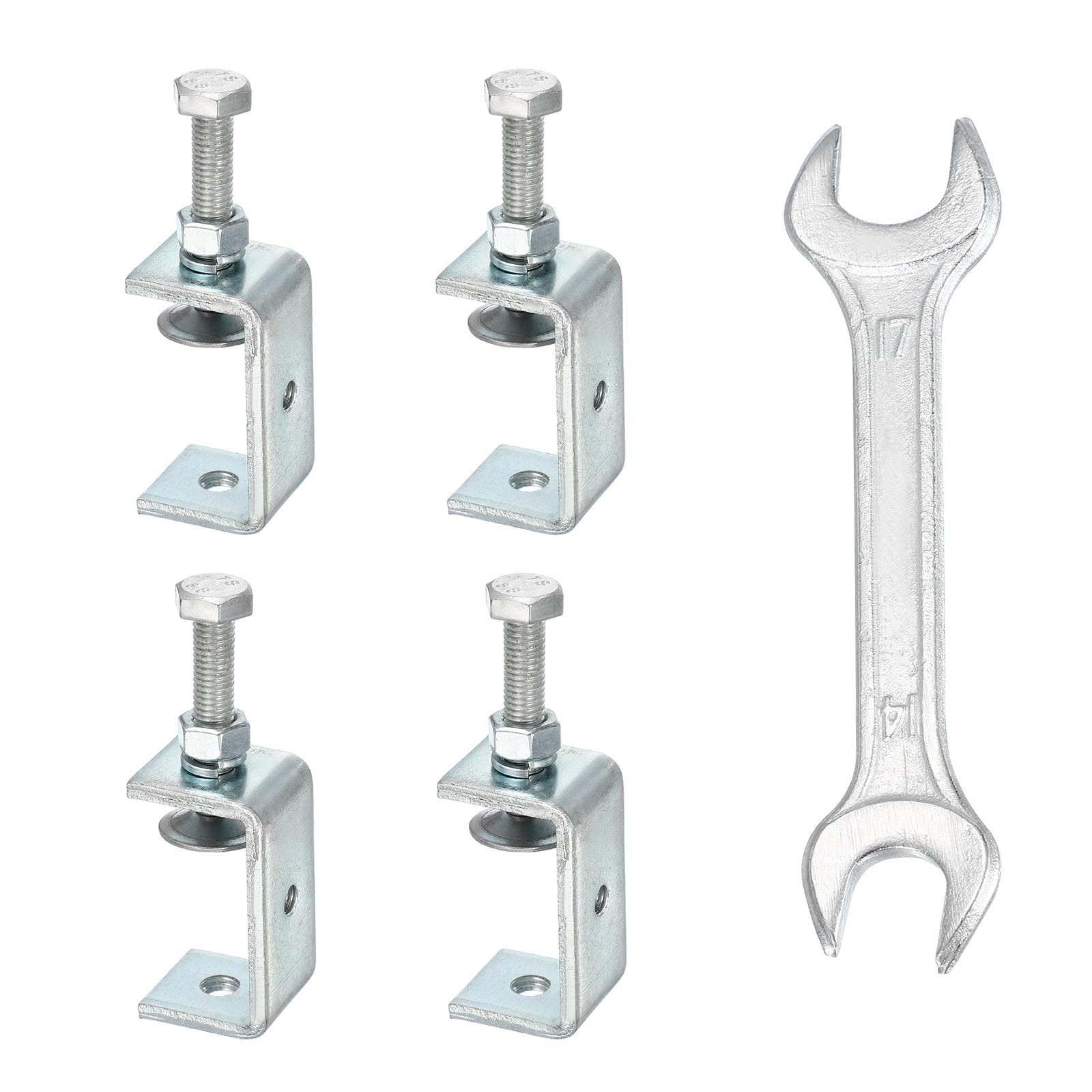Uxcell 4PCS Carbon Steel C Clamps Mini 2-1/4" (55mm) Wide Jaw Opening Small Galvanized  U Clamp for Woodworking Welding Building Household Mounting