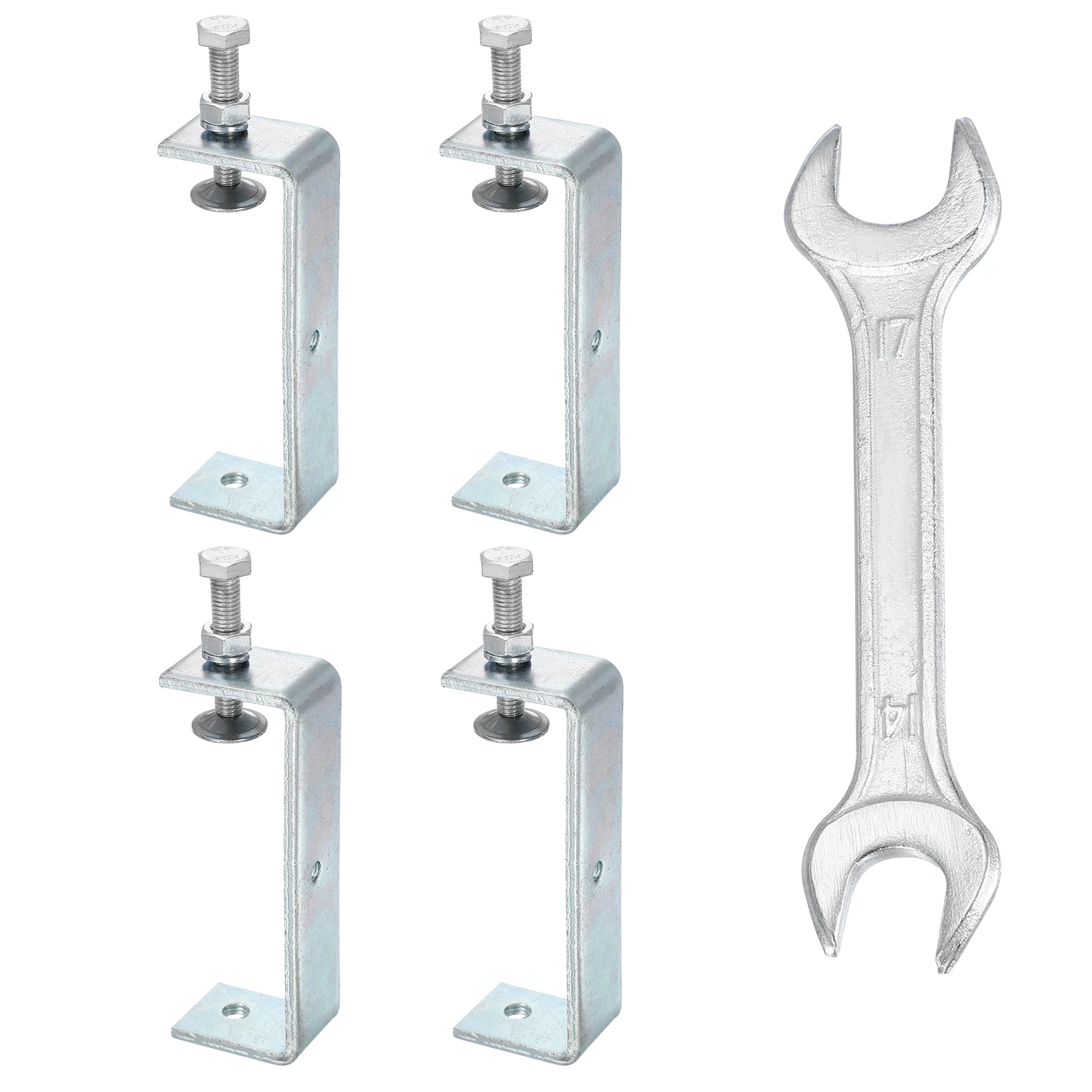 Uxcell 4PCS Carbon Steel C Clamps Mini 5-1/8" (130mm) Wide Jaw Opening Small Galvanized  U Clamp for Woodworking Welding Building Household Mounting