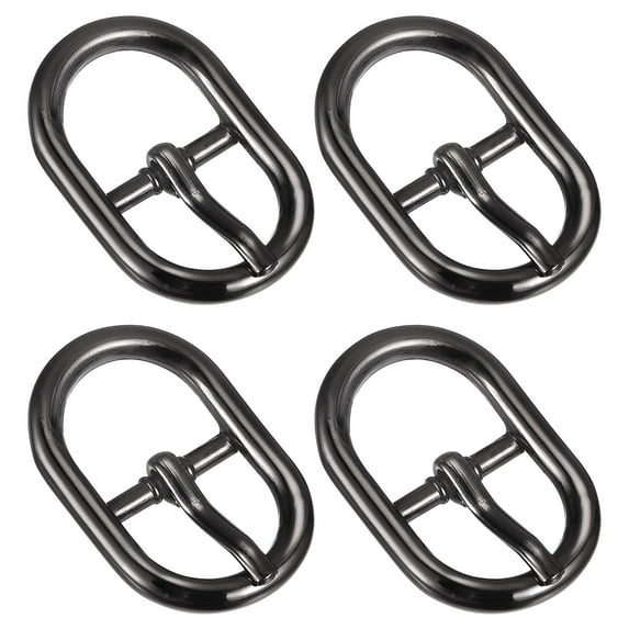 Uxcell 4Pack 0.59" Single Prong Belt Buckle Oval Center Bar Buckles for Leather Craft, Dark Grey