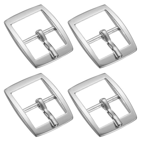 Uxcell 4Pack 0.63" Single Prong Belt Buckle Oval Center Bar Buckles for Belt, Silver