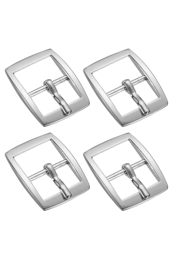 4Pack 0.63" Single Prong Belt Buckle Oval Center Bar Buckles for Belt, Silver