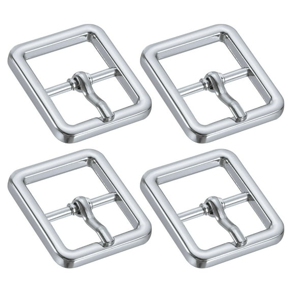 Uxcell 4Pack 0.75" Single Prong Belt Buckle Oval Center Bar Buckles for Belt, Silver