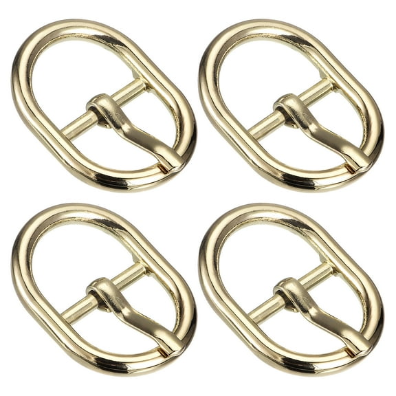 Uxcell 4Pack 0.75" Single Prong Belt Buckle Oval Center Bar Buckles for Leather Craft, Gold
