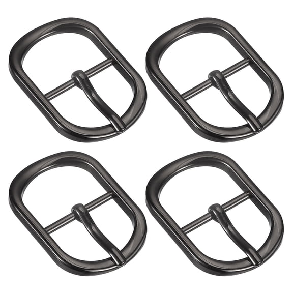 Uxcell 4Pack 0.94" Single Prong Belt Buckle Oval Center Bar Buckles for Leather Craft, Dark Grey