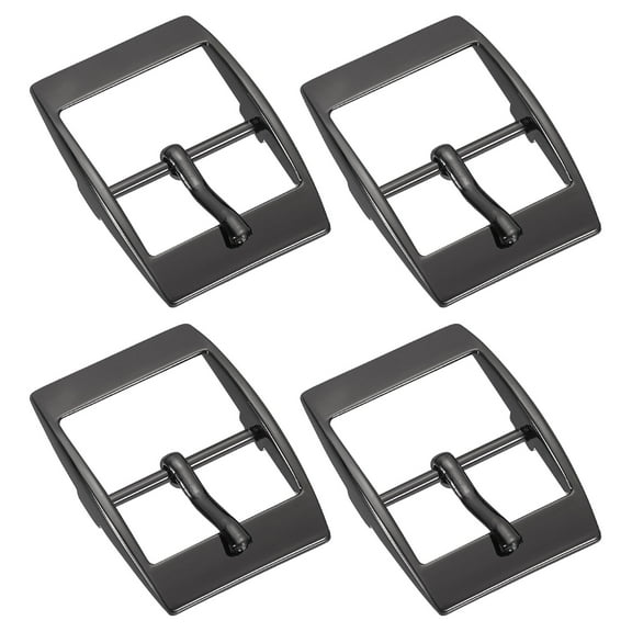 Uxcell 4Pack 0.98" Single Prong Belt Buckle Square Center Bar Buckles for Belt, Black