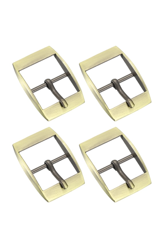 4Pack 0.98" Single Prong Belt Buckle Square Center Bar Buckles for Belt, Bronze