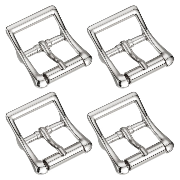 Uxcell 4Pack 0.98" Single Prong Belt Buckle Square Center Bar Buckles for Leather Craft, Silver