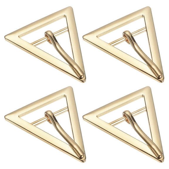 Uxcell 4Pack 1.06" Single Prong Belt Buckle Triangle Center Bar Buckles for Leather Craft, Gold