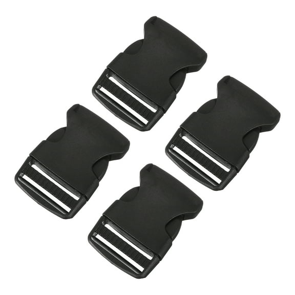 Uxcell 4Pack 1-1/2" Plastic Dual Adjustable Side Release Buckle for Backpack Strap Black