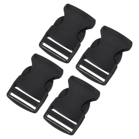 Uxcell 4Pack 1-1/4" Plastic Dual Adjustable Side Release Buckle for Backpack Strap Black
