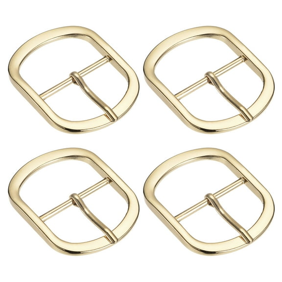 Uxcell 4Pack 1.5" Single Prong Belt Buckle Oval Center Bar Buckles for Leather Craft, Gold