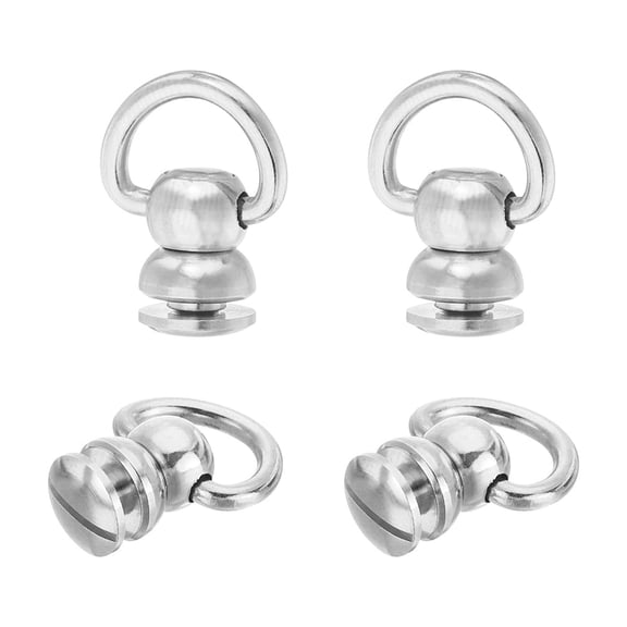 Uxcell 4Pack 12mm Brass Ball Studs Rivets D Ring Button Ball Studs for Purse, Silver