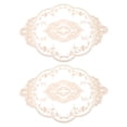 thumbnail image 1 of Uxcell 4Pack 12x17-in Retro Lace Placemat Oval French Crochet Doilies Coasters Pure Beige, 1 of 6