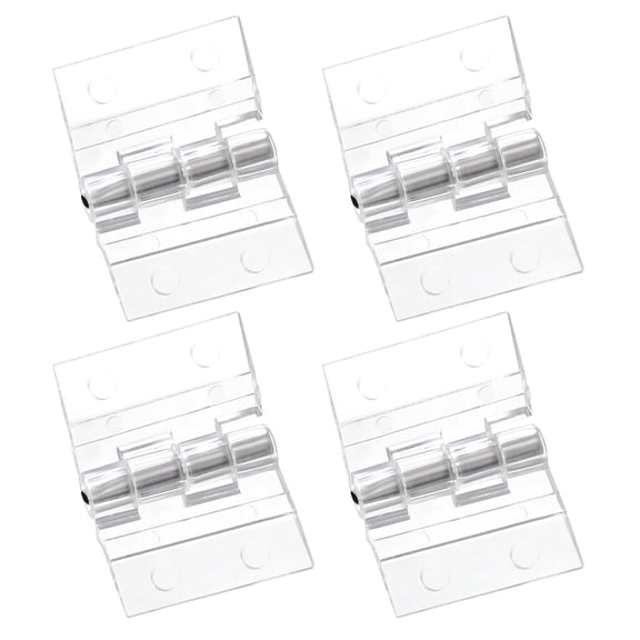 Uxcell 4Pack 25x35mm Acrylic Hinges Hardware Folding Hinge with Hole Metal Shaft Clear