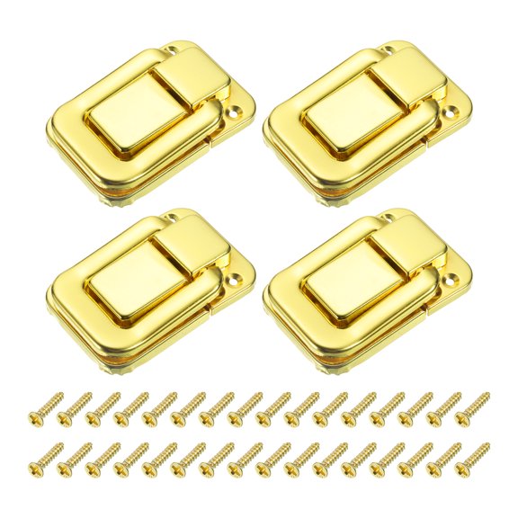 Uxcell 4Pack 3.15" x 2.17" Iron Toggle Catch Lock for Box Wooden Case Toolbox, Gold