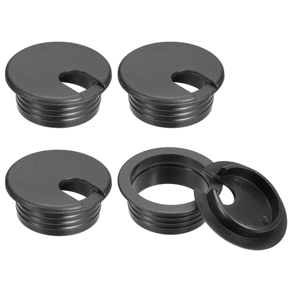 Uxcell 4Pack 45mm Cable Hole Cover ABS Desk Cable Wire Cord Grommet for Wire Organizer, Black