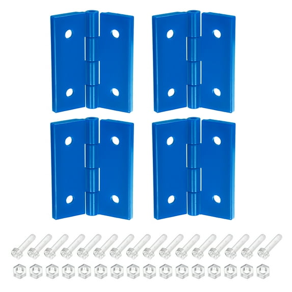 Uxcell 4Pack 45x38mm Acrylic Hinges Hardware Folding Hinge with Screws Nuts, Blue