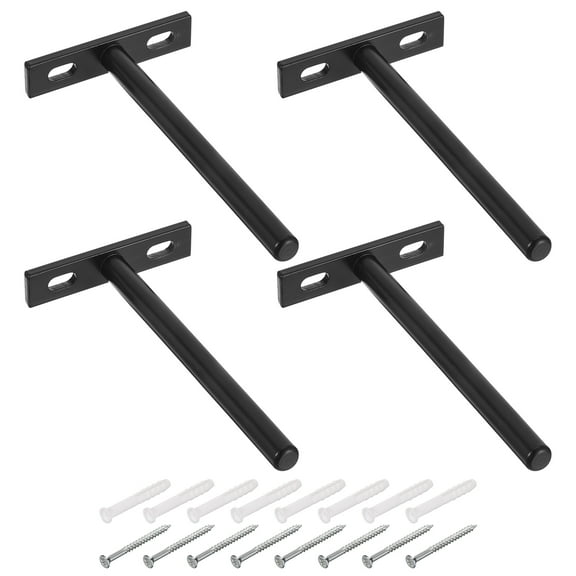 Uxcell 4Pack 5 Inch Wall Mounting Floating Shelf Bracket Blind Shelf Support, Black