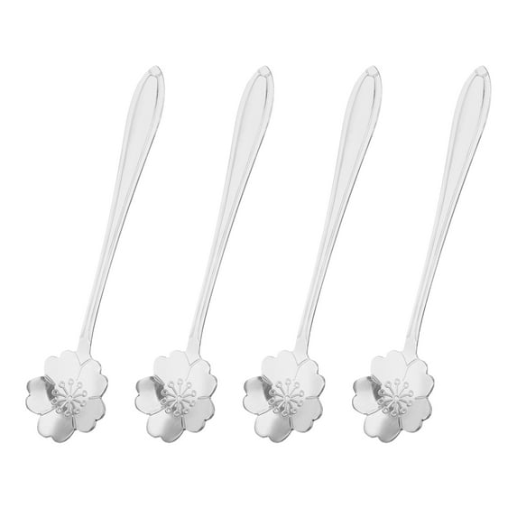 Uxcell 4Pack 5" Stainless Steel Flower Spoons Coffee Spoon Small Teaspoon, Silver