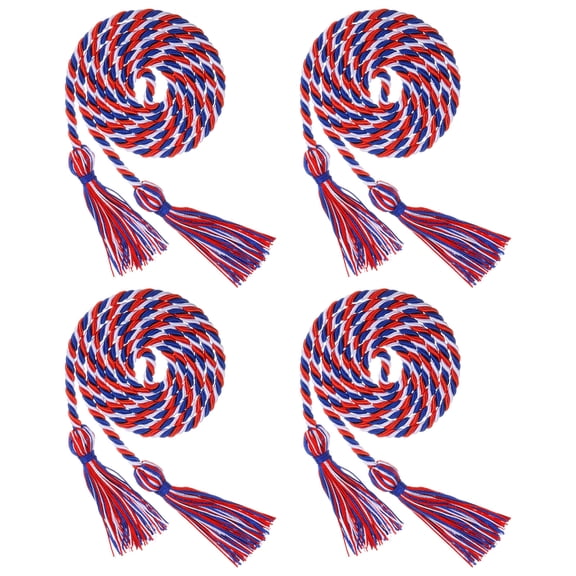 Uxcell 4Pack 67" Graduation Honor Cord with Tassel Polyester Yarn Honor Cord Blue/Red/White