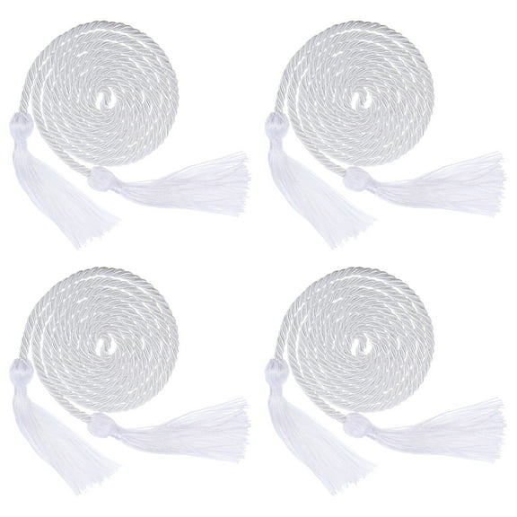 Uxcell 4Pack 67" Graduation Honor Cord with Tassel Polyester Yarn Honor Cord White