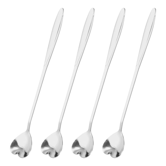 Uxcell 4Pack 7" Stainless Steel Long Handle Heart Teaspoon Coffee Spoon, Silver