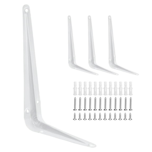 Uxcell Metal L Brackets Iron Floating Shelf Brackets Wall Angle Bracket Corner Brace 4 Set White 8 x 6 inch