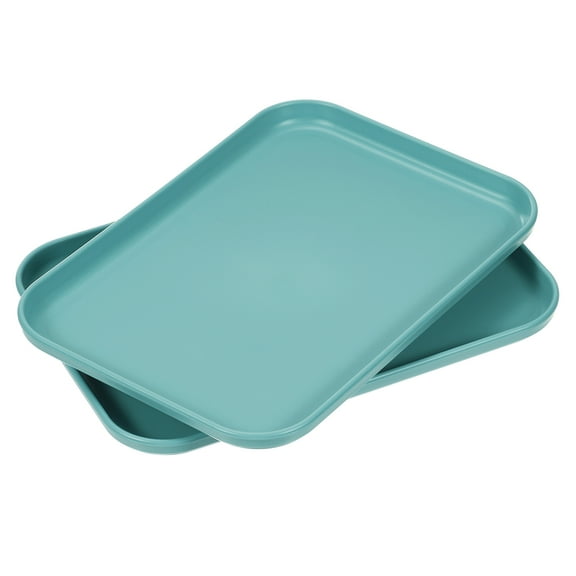 Uxcell 4Pack 9.4"x6.7" Wheat Straw Plates Rectangular Dinner Plates Reusable, Dark Green