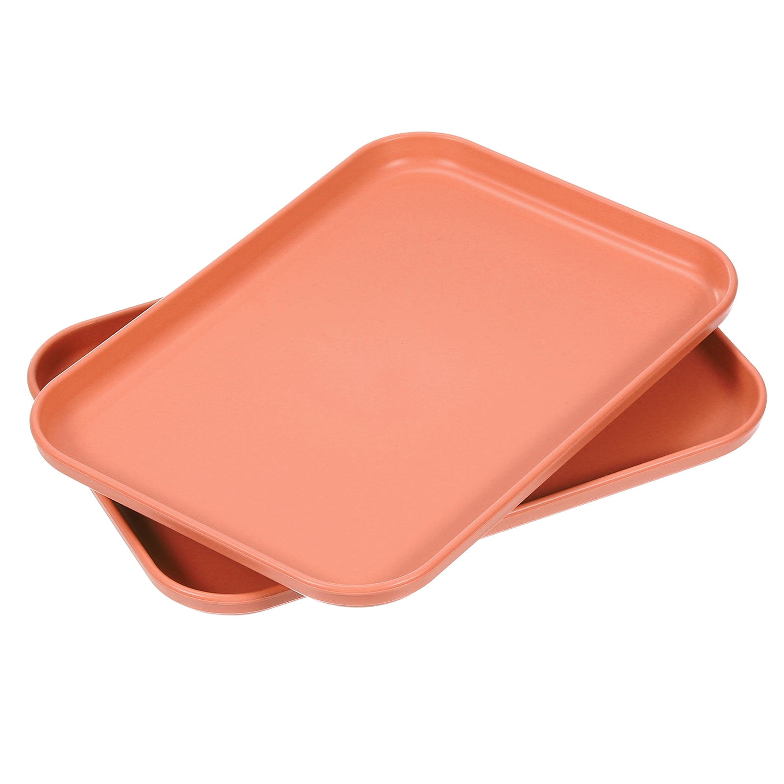 Uxcell 4Pack 9.4 x6.7 Wheat Straw Plates Rectangular Dinner Plates Reusable Orange