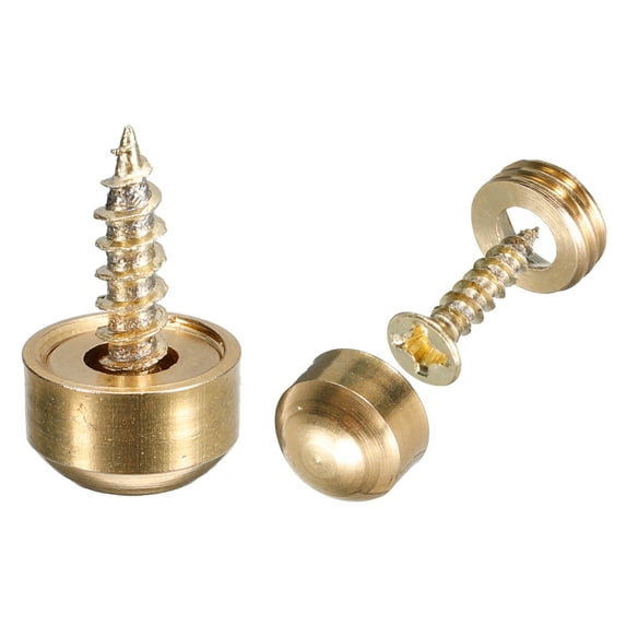Uxcell 4Pack 9mm Decorative Screws with Caps Mirror Screws for Mirrors Tables Gold