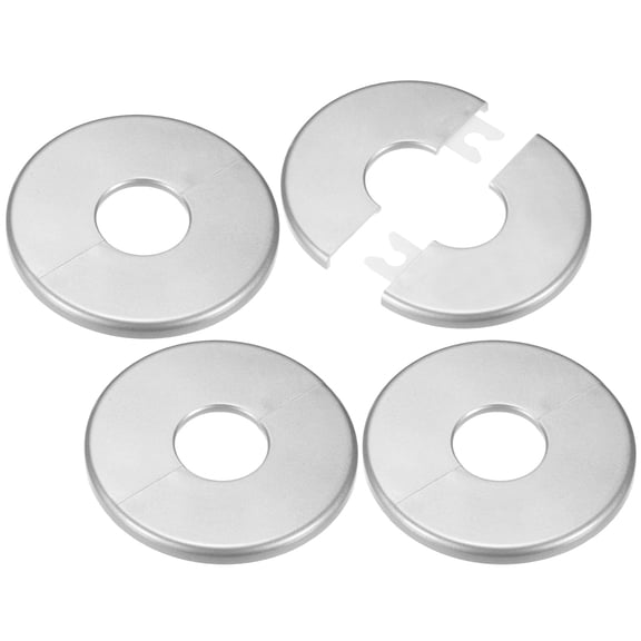 Uxcell 4Pack ABS Round Self-Adhesive Wall Split Flange 22mm ID 66mm OD Pipe Cover Silver