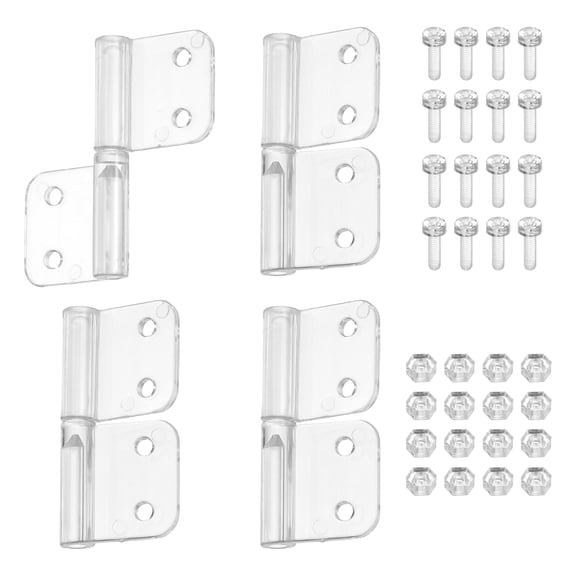 Uxcell 4 Pack Acrylic Hinges Folding Hinge 42x38mm Transparent Hardware Hinges with 10mm Screws and Nuts, Continuous Piano Hinge for DIY Furniture, Display Stand, Cabinets