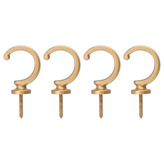 Uxcell Curtain Holdback Aluminum Alloy Wall Mounted Curtain Holders Drapery Tieback Hooks Gold 4Pcs