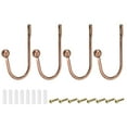 thumbnail image 1 of Uxcell 4Pack Aluminum Alloy Wall Mounted Curtain Holdback U Shaped Drapery Hooks, Copper, 1 of 6