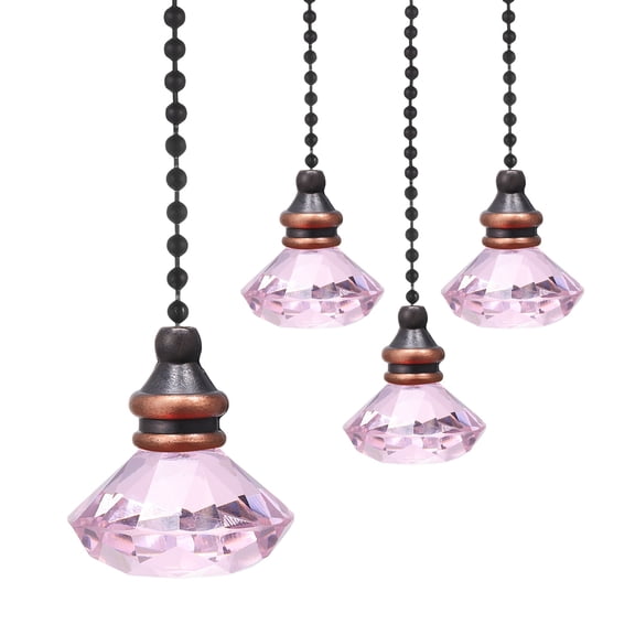 Uxcell 4Pack Ceiling Fan Pull Chain, 12" Diamond Pendant Pull Chain Extension, Pink