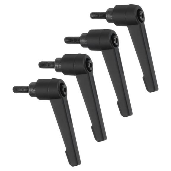 Uxcell 4Pack Clamping Lever Handles, M5 x 12mm Adjustable Knobs Handle Male Thread for Lathe Machinery, Black