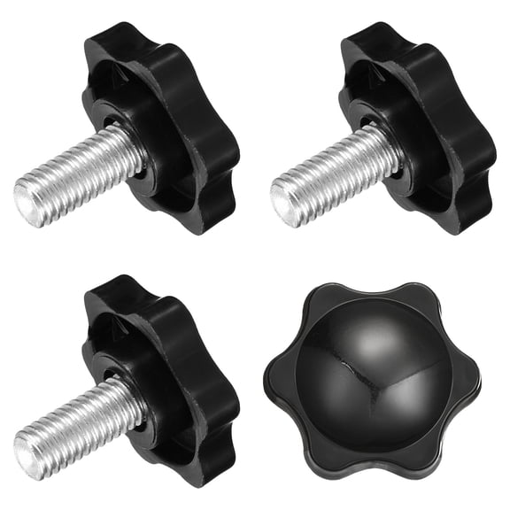 Uxcell 4Pack Clamping Screw Knob, M8 x 16mm Hex Shaped Star Knob for Umbrella Base Mechanical Furniture, 32mm Dia