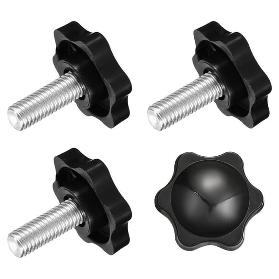 Uxcell 4Pack Clamping Screw Knob, M8 x 20mm Hex Shaped Star Knob for Umbrella Base Mechanical Furniture, 32mm Dia