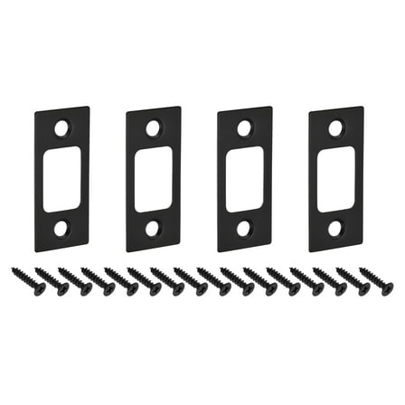 Uxcell 4Pack Door Strike Plate, 57mm x 25.5mm Stainless Steel Latch Deadbolt Replacement Lock Strike Plate, Black