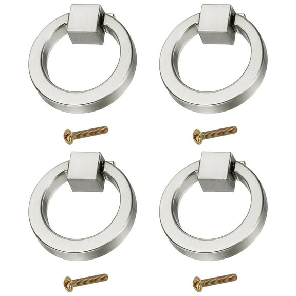 Uxcell 4Pack Drawer Ring Pulls, 1.57" Zinc Alloy Hole Ring Cabinet Knobs with Screws for Cupboard Cabinet Drawer Dresser Closet Door, Brushed