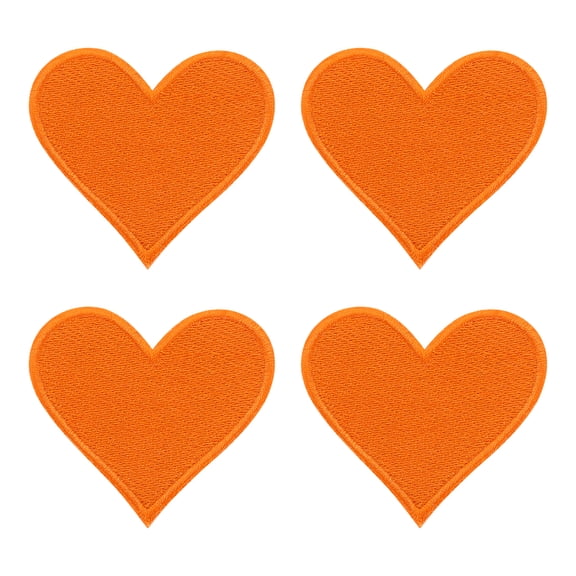 Uxcell 4Pack Iron on Heart Patches Sew on Heart Embroidered Patches, 70mm Orange