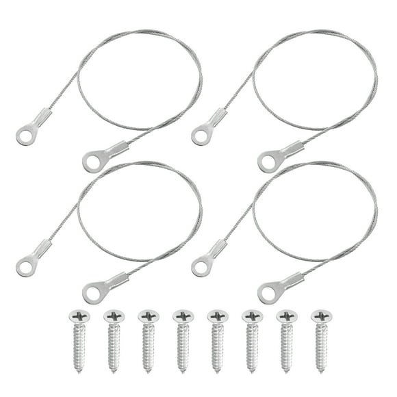 Uxcell 4Pack Lanyard Cable Eyelets Ended, 30cm x 1.5mm 304 Stainless Steel Wire Rope Lanyard with Self-Tapping Screws