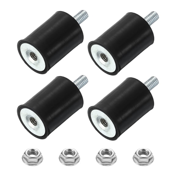 Uxcell 4Pack M4x10mm Rubber Mounts, 15x20mm(DxH) Rubber Studs Shock Absorber Mount with Nuts