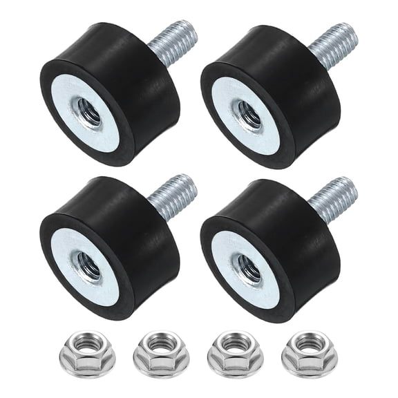 Uxcell 4Pack M4x10mm Rubber Mounts, 15x8mm(DxH) Rubber Studs Shock Absorber Mount with Nuts