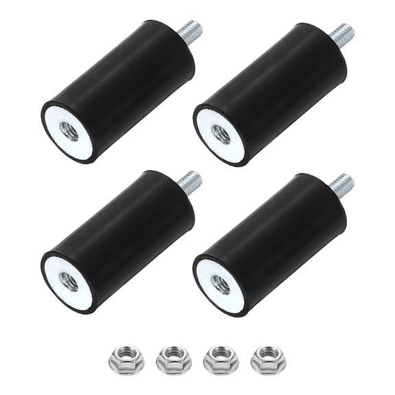 Uxcell 4Pack M4x9mm Rubber Mounts, 15x30mm(DxH) Rubber Studs Shock Absorber Mount with Nuts