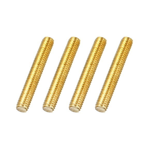 Uxcell 4Pack M6x40mm Fully Threaded Rod, Brass Right Hand All Thread Screw Studs for Furniture Assembly Fastening, 1mm Pitch