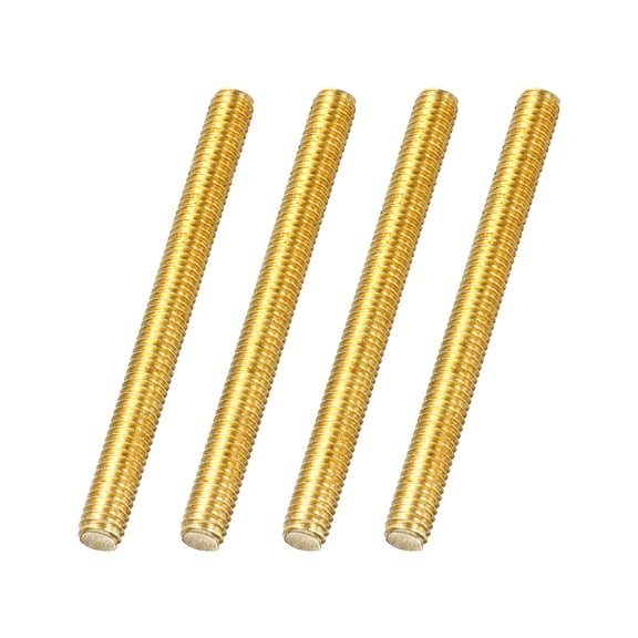 Uxcell 4Pack M6x70mm Fully Threaded Rod, Brass Right Hand All Thread Screw Studs for Furniture Assembly Fastening, 1mm Pitch