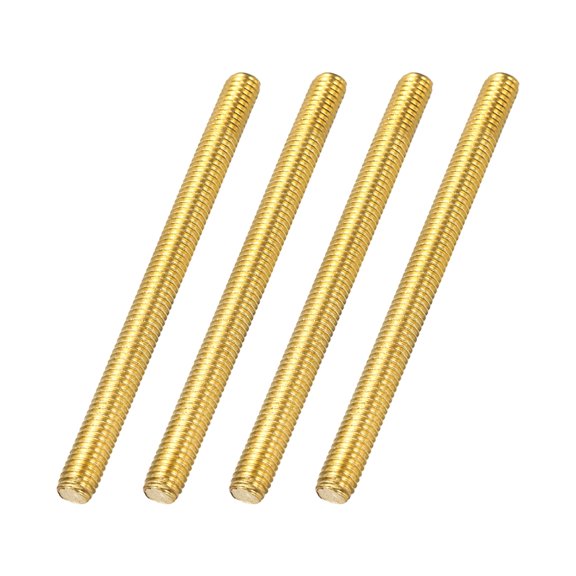 Uxcell 4Pack M6x80mm Fully Threaded Rod, Brass Right Hand All Thread Screw Studs for Furniture Assembly Fastening, 1mm Pitch