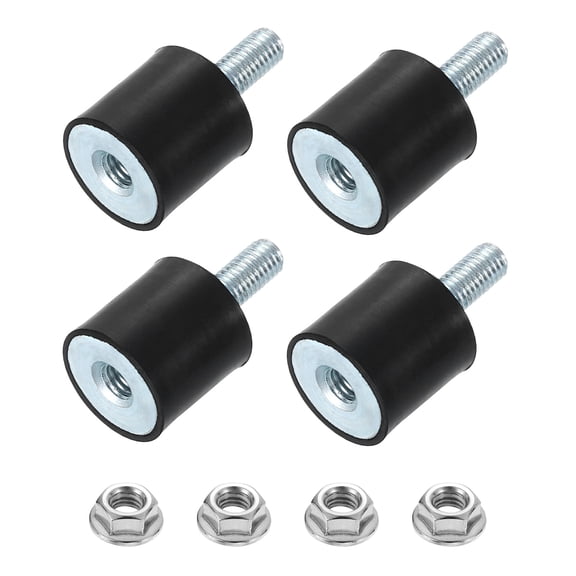Uxcell 4Pack M8x21mm Rubber Mounts, 25x25mm(DxH) Rubber Studs Shock Absorber Mount with Nuts