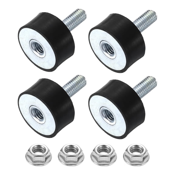 Uxcell 4Pack M8x23mm Rubber Mounts, 30x15mm(DxH) Rubber Studs Shock Absorber Mount with Nuts